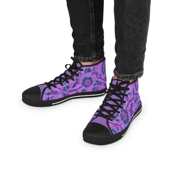 Men's High Top Sneakers purple floral - Image 7