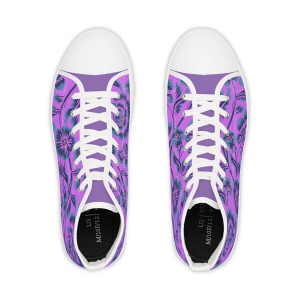 Men's High Top Sneakers purple floral - Image 8