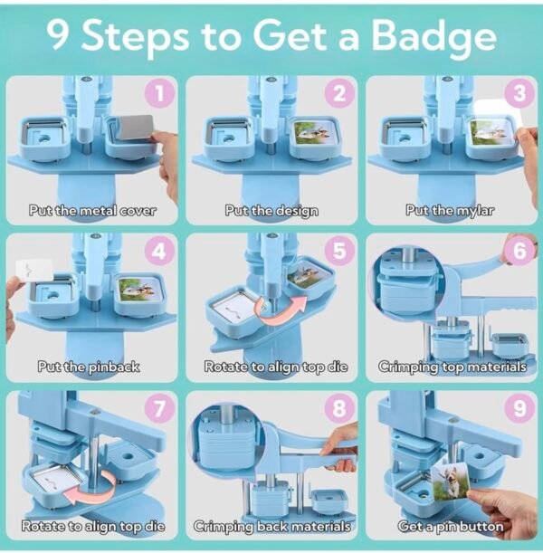 50x50mm Square Badge Button Maker – Hand Press Machine for DIY Pins, Buttons, and Refrigerator Magnets - Image 2